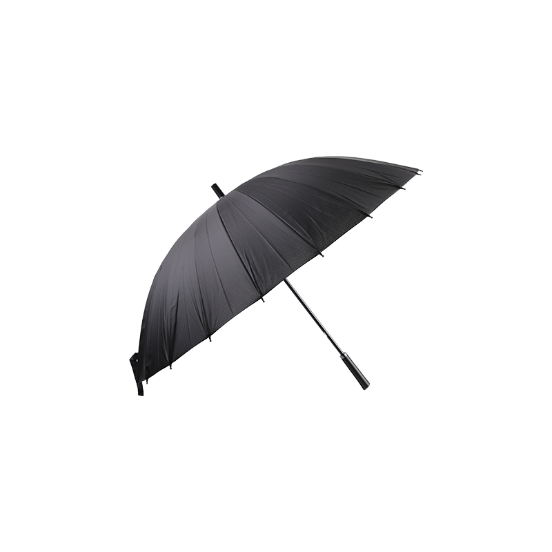 63.5CMx24K Black Windproof Hand Open Straight Umbrella With Leather  TXB-072