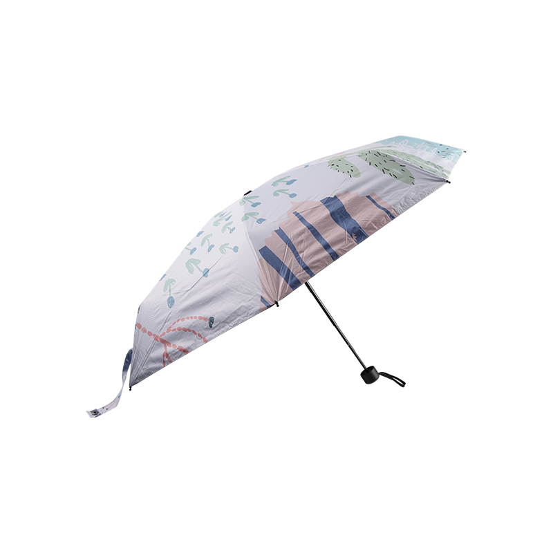 53CMx8K Black coating Manual Open Mini Five Fold Umbrella Small Sunshade Portable Umbrella TXW-054