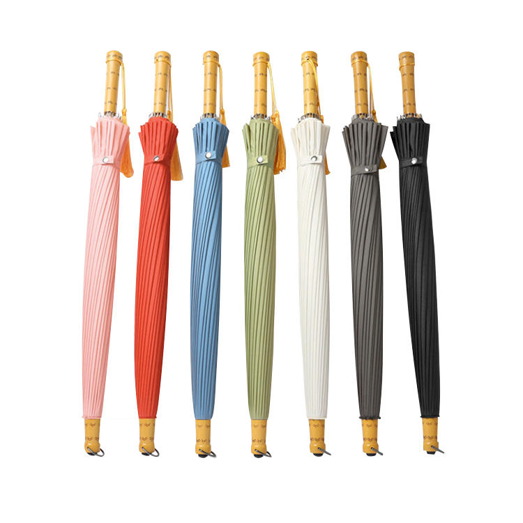 Japanese Multi Color Automatic Straight Umbrella Wedding Travel Wooden Umbrella For Rain