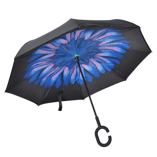 Reverse Inverted Automatic Straight Umbrella With C Handle Double Layer Umbrella For Car