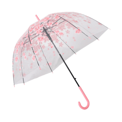 PVC Clear Automatic Straight Umbrella Transparent Umbrella With Plastic Handle